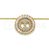Oro Laminado Pendant Necklace, Gold Filled Style Initials Design, with White Cubic Zirconia, Polished, Golden Finish, 04.210.0013.20 (02 MM Thickness, 20 Inches Length)