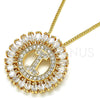 Oro Laminado Pendant Necklace, Gold Filled Style Initials Design, with White Cubic Zirconia, Polished, Golden Finish, 04.210.0013.20 (02 MM Thickness, 20 Inches Length)