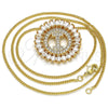 Oro Laminado Pendant Necklace, Gold Filled Style Initials Design, with White Cubic Zirconia, Polished, Golden Finish, 04.210.0013.20 (02 MM Thickness, 20 Inches Length)