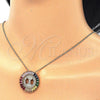 Oro Laminado Pendant Necklace, Gold Filled Style Initials Design, with Multicolor Cubic Zirconia, Polished, Golden Finish, 04.210.0013.1.20 (02 MM Thickness, 20 Inches Length)