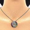 Rhodium Plated Pendant Necklace, Infinite Design, with Multicolor Cubic Zirconia, Polished, Rhodium Finish, 04.210.0013.3.20