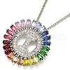 Rhodium Plated Pendant Necklace, Infinite Design, with Multicolor Cubic Zirconia, Polished, Rhodium Finish, 04.210.0013.3.20