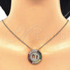 Oro Laminado Pendant Necklace, Gold Filled Style Initials Design, with Multicolor Cubic Zirconia, Polished, Golden Finish, 04.210.0014.1.20 (02 MM Thickness, 20 Inches Length)