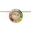 Oro Laminado Pendant Necklace, Gold Filled Style Initials Design, with Multicolor Cubic Zirconia, Polished, Golden Finish, 04.210.0014.1.20 (02 MM Thickness, 20 Inches Length)
