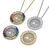 Oro Laminado Pendant Necklace, Gold Filled Style Initials Design, with Multicolor Cubic Zirconia, Polished, Golden Finish, 04.210.0014.1.20 (02 MM Thickness, 20 Inches Length)