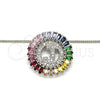 Rhodium Plated Pendant Necklace, Initials Design, with Multicolor Cubic Zirconia, Polished, Rhodium Finish, 04.210.0014.3.20