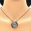 Rhodium Gold Filled Pendant Necklace, Initials Design, with Multicolor Cubic Zirconia, Polished, Rhodium Finish, 04.210.0014.3.20 (02 MM Thickness, 20 Inches Length)