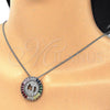 Rhodium Gold Filled Pendant Necklace, Initials Design, with Multicolor Cubic Zirconia, Polished, Rhodium Finish, 04.210.0014.3.20 (02 MM Thickness, 20 Inches Length)