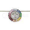 Rhodium Plated Pendant Necklace, Initials Design, with Multicolor Cubic Zirconia, Polished, Rhodium Finish, 04.210.0015.3.20