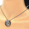 Rhodium Gold Filled Pendant Necklace, Initials Design, with Multicolor Cubic Zirconia, Polished, Rhodium Finish, 04.210.0015.3.20 (02 MM Thickness, 20 Inches Length)