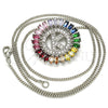 Rhodium Gold Filled Pendant Necklace, Initials Design, with Multicolor Cubic Zirconia, Polished, Rhodium Finish, 04.210.0015.3.20 (02 MM Thickness, 20 Inches Length)