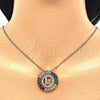 Oro Laminado Pendant Necklace, Gold Filled Style Initials Design, with Multicolor Cubic Zirconia, Polished, Golden Finish, 04.210.0016.1.20 (02 MM Thickness, 20 Inches Length)