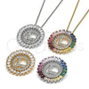 Oro Laminado Pendant Necklace, Gold Filled Style Initials Design, with Multicolor Cubic Zirconia, Polished, Golden Finish, 04.210.0016.1.20 (02 MM Thickness, 20 Inches Length)