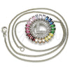 Rhodium Plated Pendant Necklace, Initials Design, with Multicolor Cubic Zirconia, Polished, Rhodium Finish, 04.210.0016.3.20