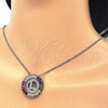 Rhodium Gold Filled Pendant Necklace, Initials Design, with Multicolor Cubic Zirconia, Polished, Rhodium Finish, 04.210.0016.3.20 (02 MM Thickness, 20 Inches Length)