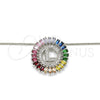 Rhodium Gold Filled Pendant Necklace, Initials Design, with Multicolor Cubic Zirconia, Polished, Rhodium Finish, 04.210.0016.3.20 (02 MM Thickness, 20 Inches Length)