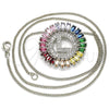 Rhodium Gold Filled Pendant Necklace, Initials Design, with Multicolor Cubic Zirconia, Polished, Rhodium Finish, 04.210.0016.3.20 (02 MM Thickness, 20 Inches Length)
