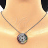 Rhodium Plated Pendant Necklace, Initials Design, with Multicolor Cubic Zirconia, Polished, Rhodium Finish, 04.210.0017.3.20