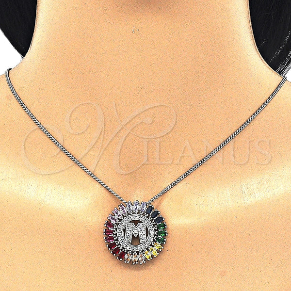 White Gold Filled Necklace — Pendant Necklace Initials Design with Multicolor Cubic Zirconia — alternate product view — SKU 126467 | Oro Laminado Blanco collar — Pendant Necklace Initials diseño with Multicolor Cubic Zirconia — SKU 126467