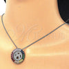 Rhodium Gold Filled Pendant Necklace, Initials Design, with Multicolor Cubic Zirconia, Polished, Rhodium Finish, 04.210.0017.3.20 (02 MM Thickness, 20 Inches Length)