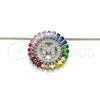 Rhodium Gold Filled Pendant Necklace, Initials Design, with Multicolor Cubic Zirconia, Polished, Rhodium Finish, 04.210.0017.3.20 (02 MM Thickness, 20 Inches Length)