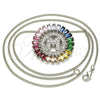 Rhodium Gold Filled Pendant Necklace, Initials Design, with Multicolor Cubic Zirconia, Polished, Rhodium Finish, 04.210.0017.3.20 (02 MM Thickness, 20 Inches Length)