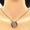 Oro Laminado Pendant Necklace, Gold Filled Style Initials Design, with Multicolor Cubic Zirconia, Polished, Golden Finish, 04.210.0018.1.20 (02 MM Thickness, 20 Inches Length)
