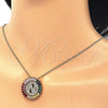 Oro Laminado Pendant Necklace, Gold Filled Style Initials Design, with Multicolor Cubic Zirconia, Polished, Golden Finish, 04.210.0018.1.20 (02 MM Thickness, 20 Inches Length)