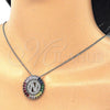 Rhodium Plated Pendant Necklace, Initials Design, with Multicolor Cubic Zirconia, Polished, Rhodium Finish, 04.210.0018.3.20