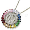 Rhodium Plated Pendant Necklace, Initials Design, with Multicolor Cubic Zirconia, Polished, Rhodium Finish, 04.210.0018.3.20