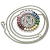 Rhodium Plated Pendant Necklace, Initials Design, with Multicolor Cubic Zirconia, Polished, Rhodium Finish, 04.210.0018.3.20