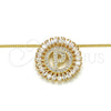 Oro Laminado Pendant Necklace, Gold Filled Style Initials Design, with White Cubic Zirconia, Polished, Golden Finish, 04.210.0019.20 (02 MM Thickness, 20 Inches Length)