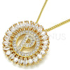 Oro Laminado Pendant Necklace, Gold Filled Style Initials Design, with White Cubic Zirconia, Polished, Golden Finish, 04.210.0019.20 (02 MM Thickness, 20 Inches Length)