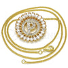 Oro Laminado Pendant Necklace, Gold Filled Style Initials Design, with White Cubic Zirconia, Polished, Golden Finish, 04.210.0019.20 (02 MM Thickness, 20 Inches Length)
