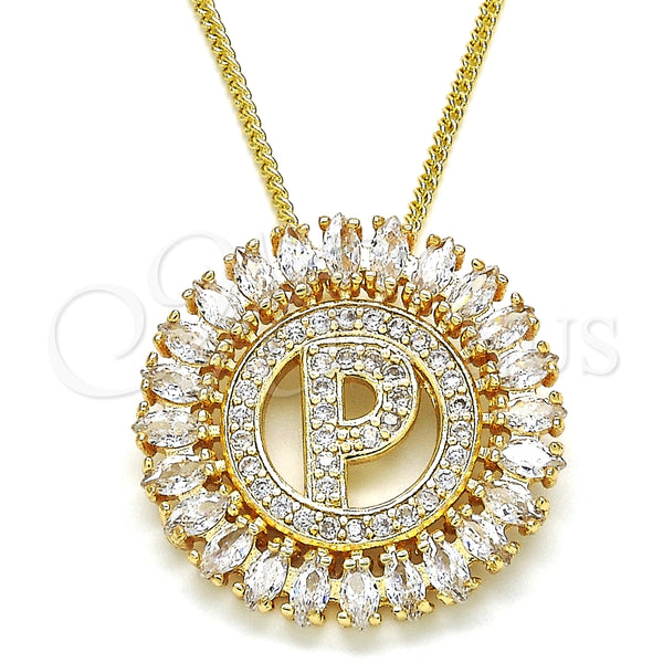 Gold Filled Necklace — Pendant Necklace Initials Design with White Cubic Zirconia — main product view — SKU 126505 | Oro Laminado collar — Pendant Necklace Initials diseño with blanco Cubic Zirconia — SKU 126505