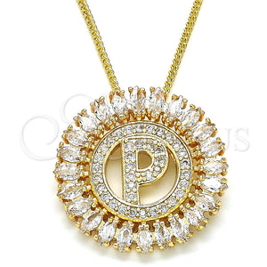 Gold Filled Necklace — Pendant Necklace Initials Design with White Cubic Zirconia — main product view — SKU 126505 | Oro Laminado collar — Pendant Necklace Initials diseño with blanco Cubic Zirconia — SKU 126505