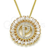 Oro Laminado Pendant Necklace, Gold Filled Style Initials Design, with White Cubic Zirconia, Polished, Golden Finish, 04.210.0019.20 (02 MM Thickness, 20 Inches Length)