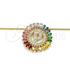 Oro Laminado Pendant Necklace, Gold Filled Style Initials Design, with Multicolor Cubic Zirconia, Polished, Golden Finish, 04.210.0019.1.20 (02 MM Thickness, 20 Inches Length)