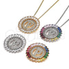 Oro Laminado Pendant Necklace, Gold Filled Style Initials Design, with Multicolor Cubic Zirconia, Polished, Golden Finish, 04.210.0019.1.20 (02 MM Thickness, 20 Inches Length)