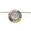 Rhodium Plated Pendant Necklace, Initials Design, with Multicolor Cubic Zirconia, Polished, Rhodium Finish, 04.210.0019.3.20