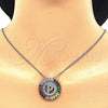 Rhodium Gold Filled Pendant Necklace, Initials Design, with Multicolor Cubic Zirconia, Polished, Rhodium Finish, 04.210.0019.3.20 (02 MM Thickness, 20 Inches Length)