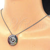 Rhodium Gold Filled Pendant Necklace, Initials Design, with Multicolor Cubic Zirconia, Polished, Rhodium Finish, 04.210.0019.3.20 (02 MM Thickness, 20 Inches Length)