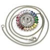 Rhodium Gold Filled Pendant Necklace, Initials Design, with Multicolor Cubic Zirconia, Polished, Rhodium Finish, 04.210.0019.3.20 (02 MM Thickness, 20 Inches Length)
