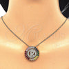 Oro Laminado Pendant Necklace, Gold Filled Style Initials Design, with Multicolor Cubic Zirconia, Polished, Golden Finish, 04.210.0020.1.20 (02 MM Thickness, 20 Inches Length)