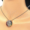 Oro Laminado Pendant Necklace, Gold Filled Style Initials Design, with Multicolor Cubic Zirconia, Polished, Golden Finish, 04.210.0020.1.20 (02 MM Thickness, 20 Inches Length)