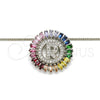 Rhodium Plated Pendant Necklace, Initials Design, with Multicolor Cubic Zirconia, Polished, Rhodium Finish, 04.210.0020.3.20