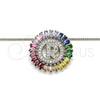 Rhodium Gold Filled Pendant Necklace, Initials Design, with Multicolor Cubic Zirconia, Polished, Rhodium Finish, 04.210.0020.3.20 (02 MM Thickness, 20 Inches Length)