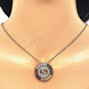 Oro Laminado Pendant Necklace, Gold Filled Style Initials Design, with Multicolor Cubic Zirconia, Polished, Golden Finish, 04.210.0021.1.20 (02 MM Thickness, 20 Inches Length)