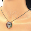 Oro Laminado Pendant Necklace, Gold Filled Style Initials Design, with Multicolor Cubic Zirconia, Polished, Golden Finish, 04.210.0021.1.20 (02 MM Thickness, 20 Inches Length)
