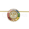 Oro Laminado Pendant Necklace, Gold Filled Style Initials Design, with Multicolor Cubic Zirconia, Polished, Golden Finish, 04.210.0021.1.20 (02 MM Thickness, 20 Inches Length)
